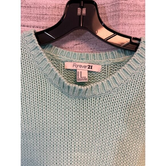 Forever21 Light Green Knit Sweater With Cable Detail Size M - Picture 2 of 4